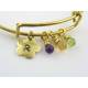 Expandable Bangle with Gemstones and Initial, Customizable