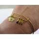Expandable Bangle with Gemstones and Initial, Customizable