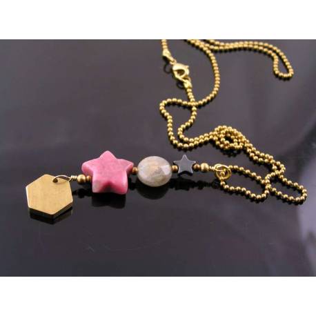 Shapes - Initial Necklace with Gemstone Shapes