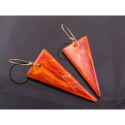 Large Retro Orange Acrylic Triangle Earrings