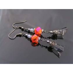 Dramatic Red and Black Earrings