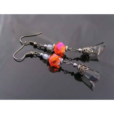 Dramatic Red and Black Earrings