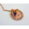 Hand Stamped Necklace, 'Still going strong' with Amethyst, Citrine and Peridot, Semicolon Necklace