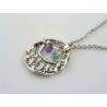 Abstract Letter Pendant Necklace with Blue Topaz and Amethyst