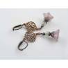 Old Fashioned Purple Opal Flower Earrings