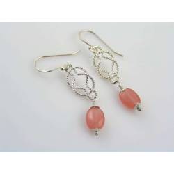 Eternity Knot Earrings with Rhodochrosite