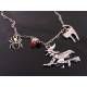 Witch, Scaredy Cat and Spider Charm Halloween Necklace