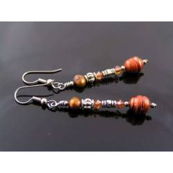 Copper Pearl and Crystal Earrings