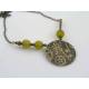 Steampunk Necklace with Glowing Olive Beads