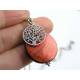 Necklace with Tree of Life Charm and Red Circle Pendant