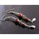 Red Bead Silver Drop Earrings