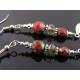 Red Bead Silver Drop Earrings