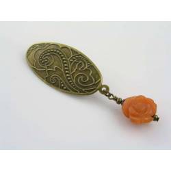 Carved Peach Aventurine Flower Brooch