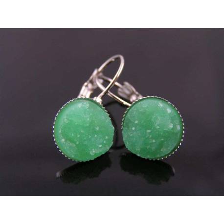Bright Green Druzy Earrings