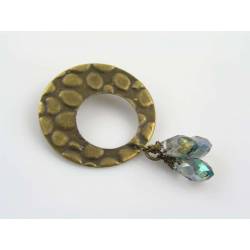 Circular Brooch with 3 Wire Wrapped Crystal Drops