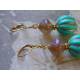 Ornate Turquoise and Gold Earrings, Light Weight Acrylic