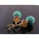 Ornate Turquoise and Gold Earrings, Light Weight Acrylic