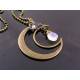 Rainbow Moonstone and Iolite Moon Charm Necklace