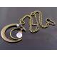Rainbow Moonstone and Iolite Moon Charm Necklace