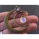 Rainbow Moonstone and Iolite Moon Charm Necklace