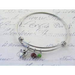 Expandable Bangle with Koala Charm and Gemstones