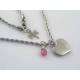 Monogram Heart Charm and Pink Sapphire Necklace