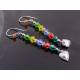 Wire Wrapped Colourful Crystal Earrings with Heart Charms