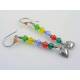 Wire Wrapped Colourful Crystal Earrings with Heart Charms