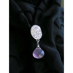 Lavender Chalcedony Brooch