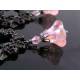 Pink Flower and Black Rose Earrings