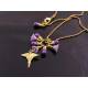 Caduceus Necklace with Purple Czech Flower and Drop Beads