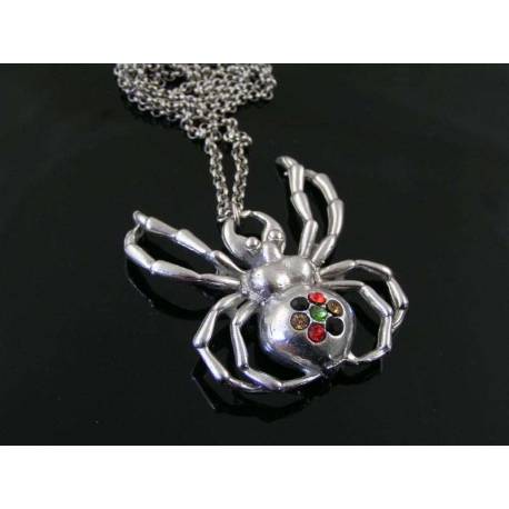 Crystal Set Spider Necklace, Large