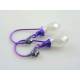 White Crystal Earrings, Purple Wire