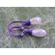 White Crystal Earrings, Purple Wire