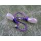 White Crystal Earrings, Purple Wire