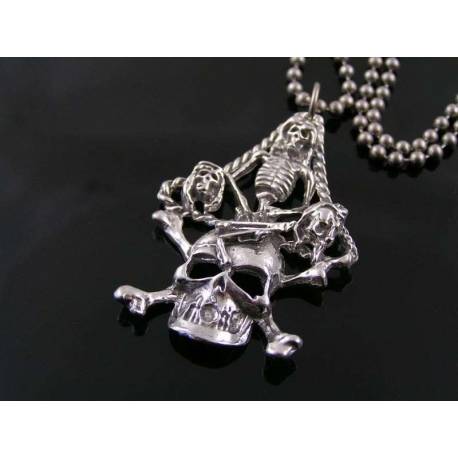 Substantial Skull and Skeleton Pendant Necklace