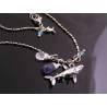 Save the Sharks, Charm Necklace with Iolite, Aquamarine and Mystic Quartz
