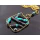 Wire Wrapped Turquoise and Hematite Pendant Necklace