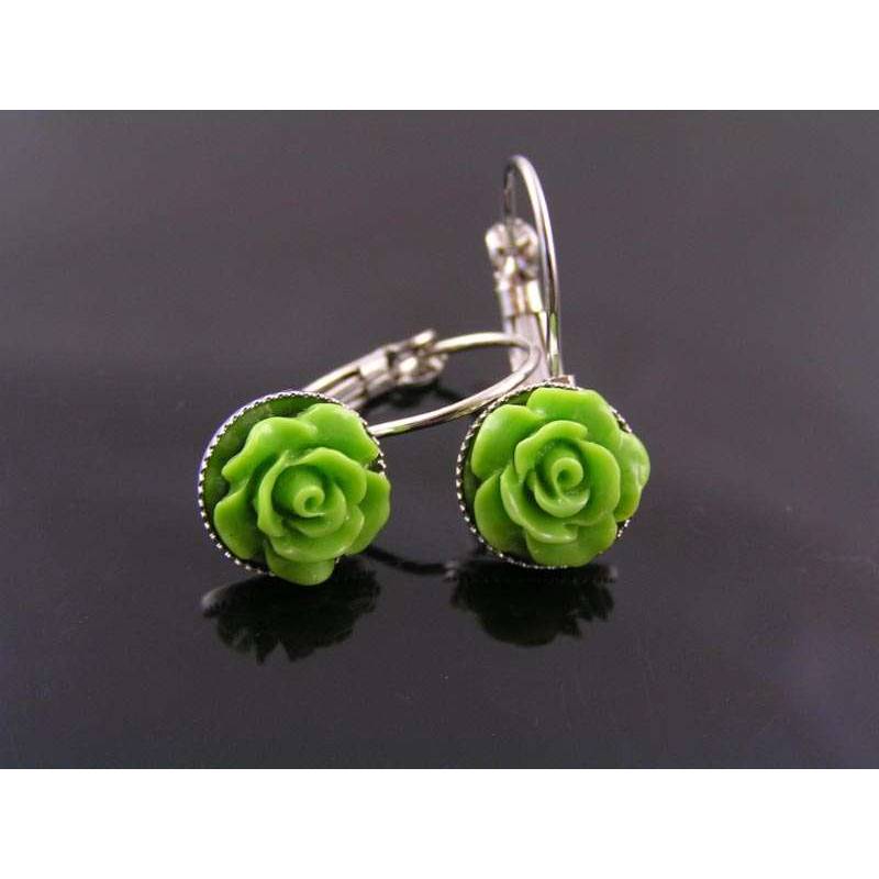 Green discount flower earrings
