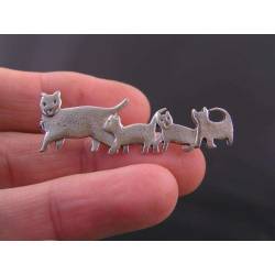 Cat with Kittens Brooch