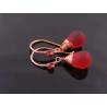 Wire Wrapped Red Sea Glass Drop Earrings, Copper