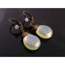 Wire Wrapped Blue Earrings