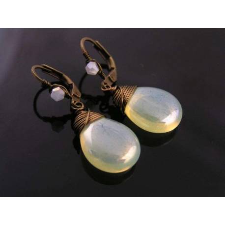 Wire Wrapped Blue Earrings