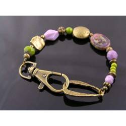 Chartreuse Green and Lavender Bead Bracelet