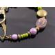 Chartreuse Green and Lavender Bead Bracelet