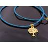 Tree of Life Necklace, Gold Pendant with Teal Seed Beads