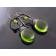 Silver Green Wire Wrapped Czech Glass Drop Earrings