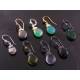 Silver Green Wire Wrapped Czech Glass Drop Earrings