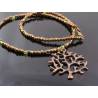 Copper Tree of Life Necklace, Seed Beads