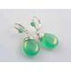 Bright Green Wire Wrapped Czech Glass Earrings